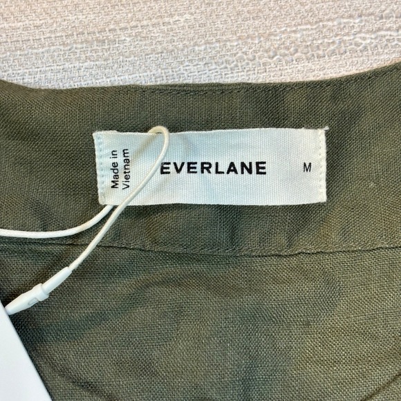 Everlane Linen Tunic Top Olive Green Short Sleeve Relaxed Fit Womens Size M - Picture 7 of 11
